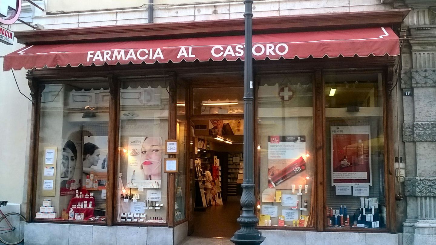 Facade of a pharmacy on Via Cavana in Trieste