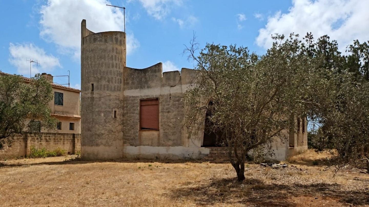 Weathered detached villa and olive trees in western Sicily before restoration